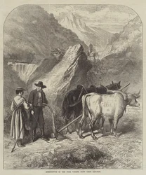 Agriculture in the Dora Valley, Mont Cenis Railway (engraving)