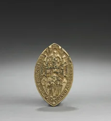Almond-Shaped Seal: Coronation of the Virgin with a Kneeling Monk, 1300s
