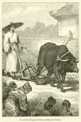 An Ancient Emperor of China Guiding the Plough