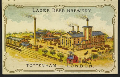 An illustration of the Austro-Bavarian Lager Beer Brewery in Tottenham, London