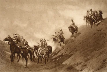 Arab Mounted Police Helped the British Crossing the Dried Up Bed of an Ancient Canal, 1914-19