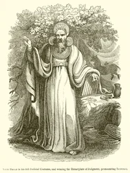 Arch Druid in his full Judicial Costume, and wearing the Breastplate of Judgment, Pronouncing Sentence