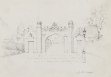 Arch at Stamford, erected to welcome Queen Victoria and Prince Albert en route to Burghley House