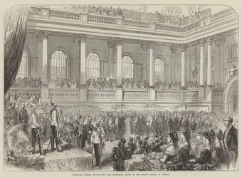 Archduke Albert distributing the Exhibition Prizes in the Riding School at Vienna