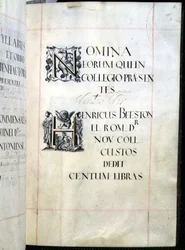 Page from a Benefaction Book of New College, Oxford