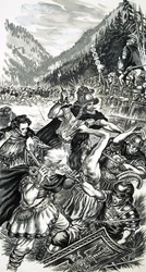 Arminius, the German Prince, battling the Romans