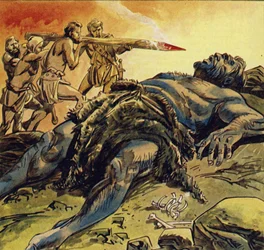 As the Cyclops lay sleeping, Ulysses and his men blinded him