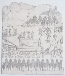 Assyrians moving a Winged Bull on a Sledge from Nineveh and its Remains by Austen Henry Layard published 1849