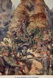 At Close Quarters in the Mountains, illustration from Told in the Huts: The YMCA Gift Book, published 1916