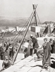 Athenians rebuilding their city under the guidance of Themistocles after the Persian invasion of Greece, c.479 BC, from Hutchinson