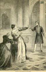 Attack of Don Miguel on his Sister, from Cassells Illustrated History of England, 1857-1858