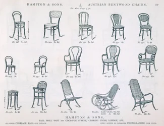 Austrian Bentwood Chairs from Hampton and Sons Catalogue of furniture, 1902