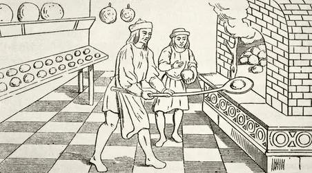 Baking bread in the 15th century, from 