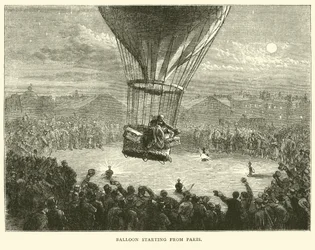 Balloon starting from Paris, September 1870