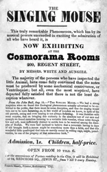 Bill Poster for The Singing Mouse exhibition at the Cosmorama Rooms, 209 Regent Street, c. 1836