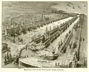 Birds-Eye View of the West India Docks, London