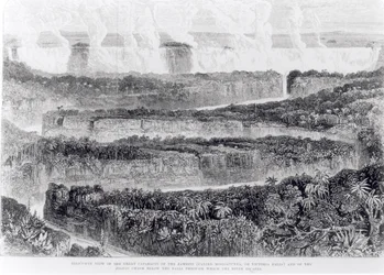 Birds-eye View of the Great Cataracts of the Zambesi (Victoria Falls) from Narrative of an Exhibition to the Zambesi and its Tributaries, published 1865