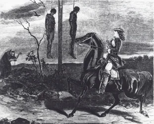 Bodies of Executed Highwaymen Hung in Gibbets at a Roadside as Warning to Other Criminals