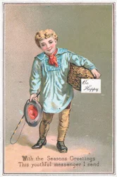 Boy delivering gift basket
