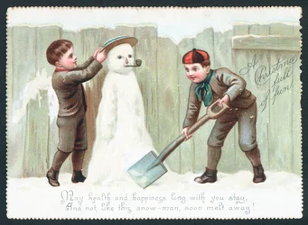 Boys building Snowman