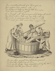 Valentine card with an image of a man being bathed