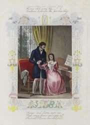 Valentine card with an image of a man holding the hand of a woman