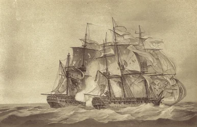 British frigate HMS Santa Margarita capturing the French frigate Tamise, June 1796