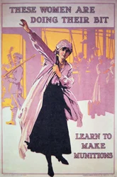 British poster of WWI to encourage women to work in munitions factories