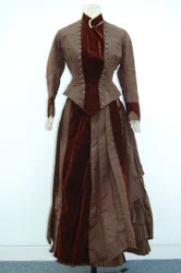 Brown dress (skirt and small jacket), c.1875