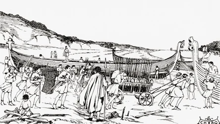 Building the ships for the Norman invasion of England by William the Conqueror