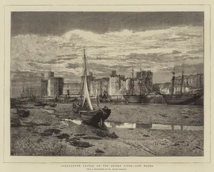 Caernarvon Castle, on the Seiont River, Low Water