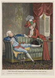 Captain Jessamy learning the Proper Discipline of the Couch, c.1782