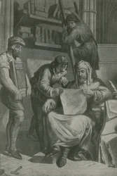 Caxton Examines His First Proof