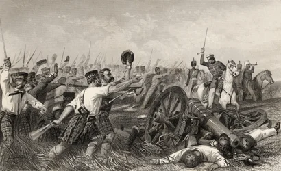 Charge of the Highlanders before Cawnpore under General Havelock, from 