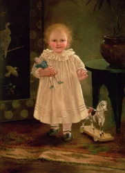 Child with a doll and a toy horse, c.1840