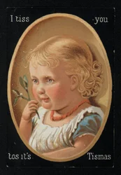 Child with Mistletoe, Christmas Greetings Card