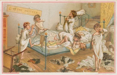 Children brawling in a dormitory