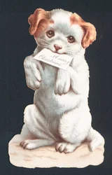 Christmas card with puppy carrying card