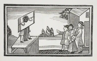 Condemned to stand for one hour or more in the pillory (illustration)