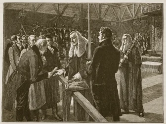 Conference between the Houses of Parliament, 1835, illustration from Cassell