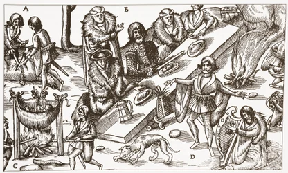 Contemporary illustration of a Gaelic Irish Chieftain eating a meal