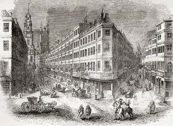Cornhill, The Exchange and Lombard Street, London, England in the Mid 19th Century, from Old England: A Pictorial Museum, Published 1847