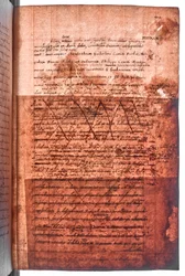 Cotton MS Faustina F III, f. 107r (transmitted light)