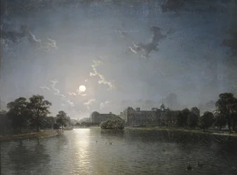 Country House across a Lake by Moonlight, c.1850