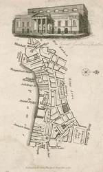 Covent Garden Theatre, London, and map of surrounding area