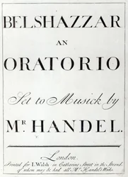 Cover of the score for Belshazzar by Handel, published in 1745
