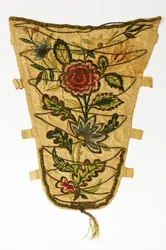 Cream Stomacher Embroidered with a Posy of Flowers, c.1700-50