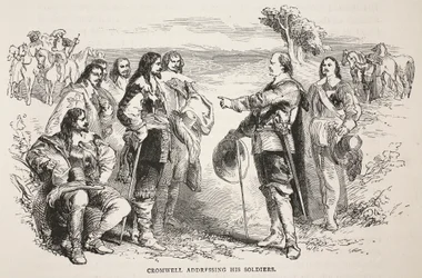 Cromwell addressing his soldiers