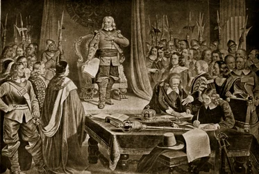 Cromwell refusing the crown, illustration from Hutchinson