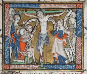 Crucifixion on a green cross